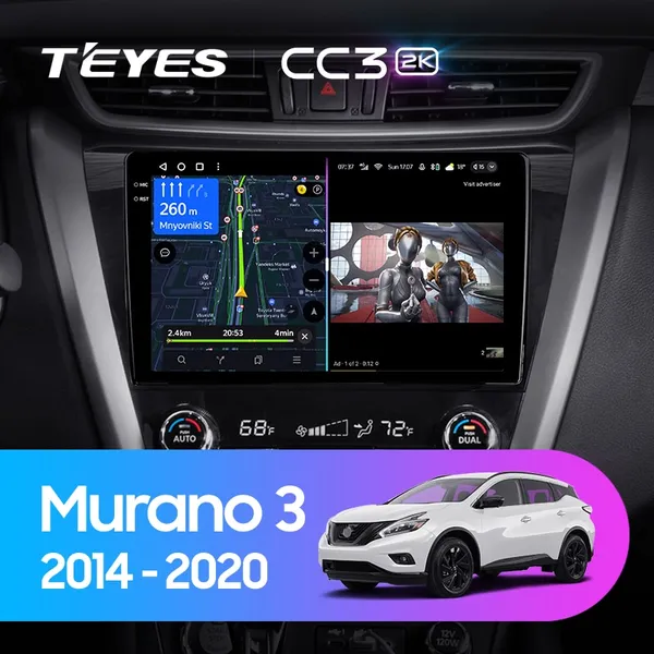 Штатная магнитола Teyes CC3 2k 4+64 Gb Nissan Murano 3 Z52 2014-2020