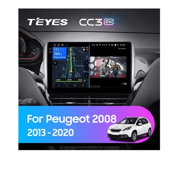 Штатная магнитола Teyes CC3 2k 4+64 Gb Peugeot 2008 1 208 (1 Din) 2013-2020