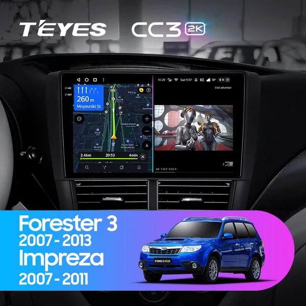 Штатная магнитола Teyes CC3 2k 4+64 Gb Subaru Forester 3 SH 2007-2013, Impreza GH GE 2007-2011