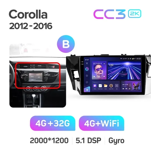 Штатная магнитола Teyes CC3 2k 4+64 Gb Toyota Corolla 11 2012-2016 (B) 2