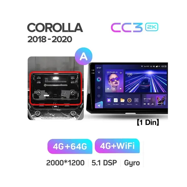 Штатная магнитола Teyes CC3 2k 4+64 Gb Toyota Corolla 12 (1 Din) 2018-2020 (A) 6
