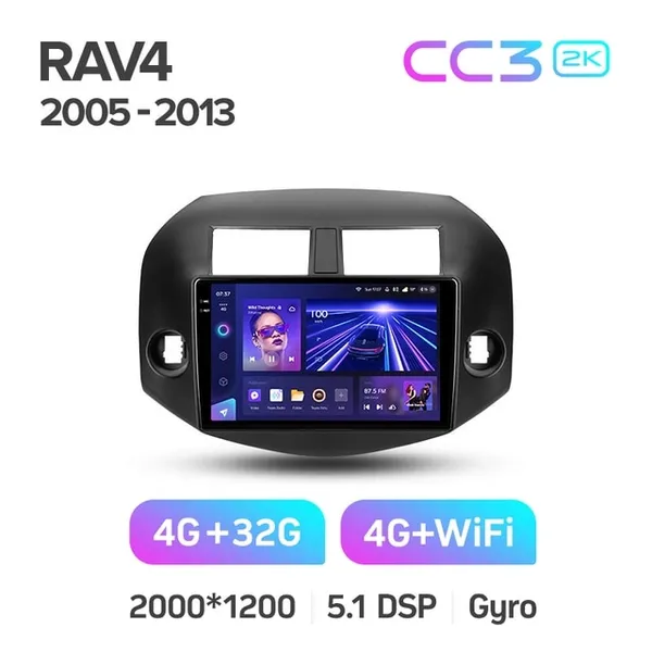 Штатна магнітола Teyes CC3 2k 4+64 Gb Toyota RAV4 3 XA30 2005-2013 10" 2