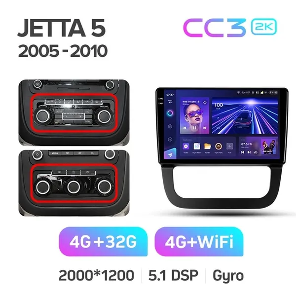 Штатна магнітола Teyes CC3 2k 4+64 Gb Volkswagen Jetta 5, Golf 5 2005-2010 (C) 10" 2