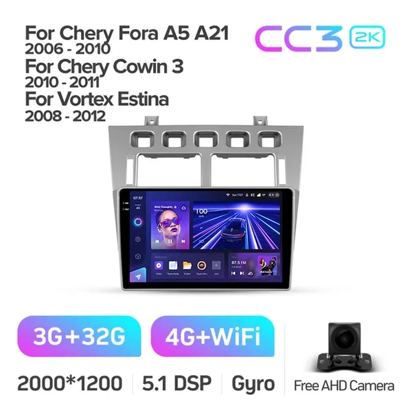 Штатна магнітола Teyes CC3 2k 6+128 Gb 360° Chery A5 A21 2006-2010, Cowin 3 A21 2010-2011, Vortex Estina 2008-2012 9
