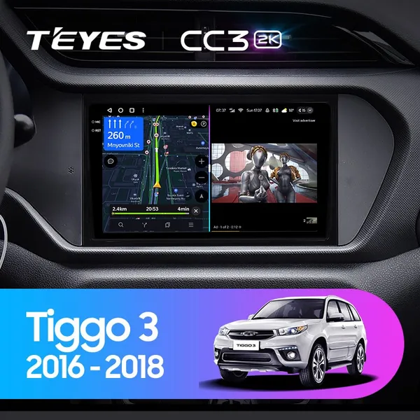 Штатна магнітола Teyes CC3 2k 6+128 Gb 360° Chery Tiggo 3 2016-2018