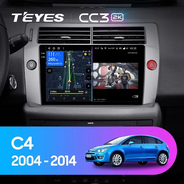 Штатная магнитола Teyes CC3 2k 6+128 Gb 360° Citroen C4 LA LC C-Triomphe C-Quatre 2004-2014
