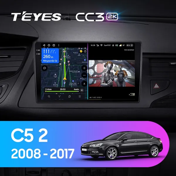 Штатна магнітола Teyes CC3 2k 6+128 Gb 360° Citroen C5 2 2008-2017