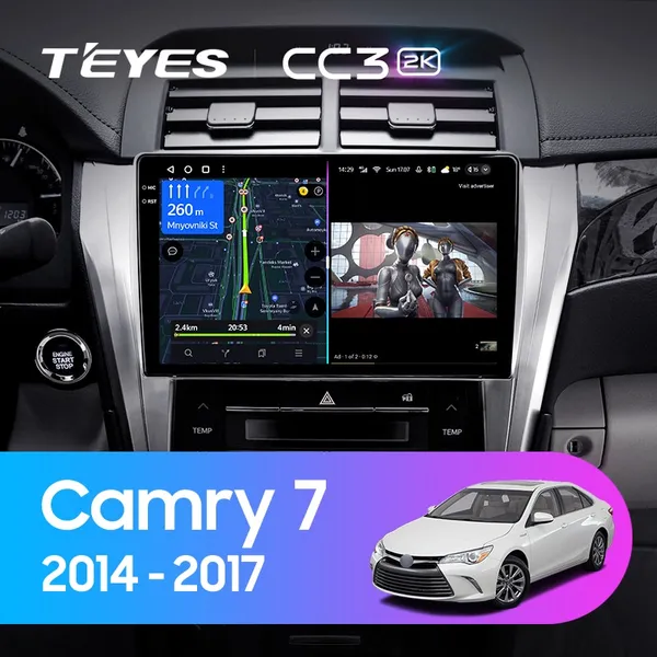 Штатная магнитола Teyes CC3 2k 6+128 Gb 360° для Toyota Camry 7 XV 50 55 2014-2017 (A)