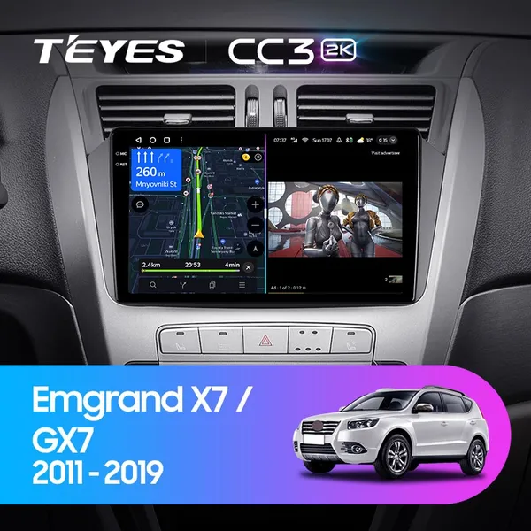 Штатна магнітола Teyes CC3 2k 6+128 Gb 360° Geely Emgrand X7 1 GX7 EX7 2011-2019