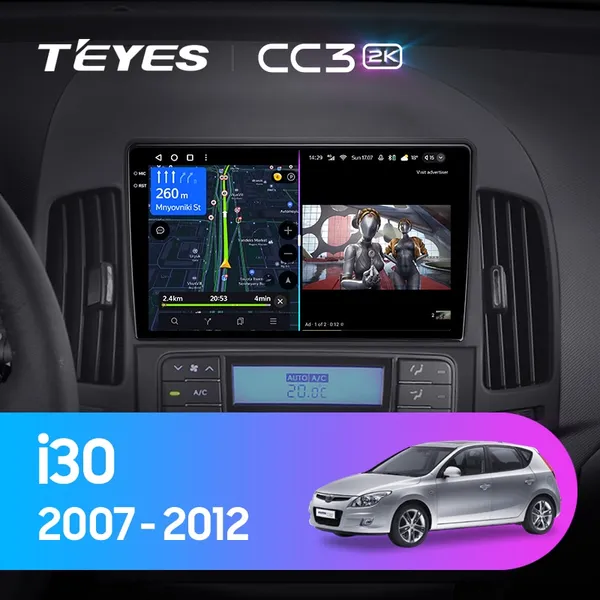 Штатна магнітола Teyes CC3 2k 6+128 Gb 360° Hyundai i30 1 FD 2007-2012 (A)