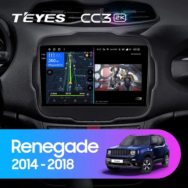 Штатная магнитола Teyes CC3 2k 6+128 Gb 360° Jeep Renegade 2014-2018