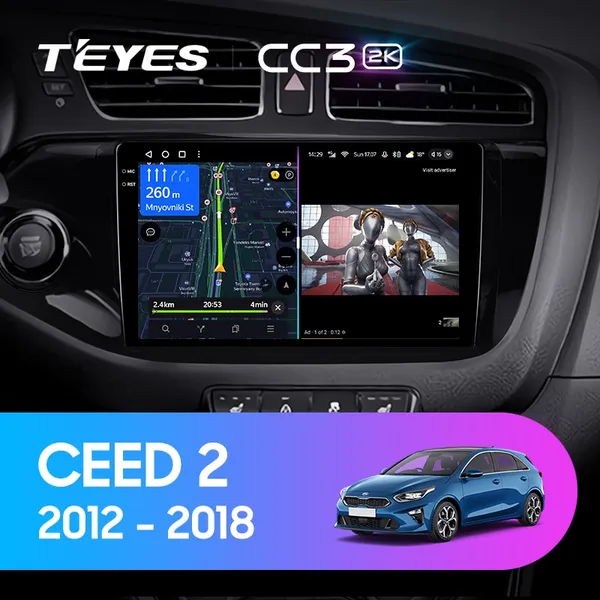 Штатная магнитола Teyes CC3 2k 6+128 Gb 360° Kia Ceed 2 JD 2012-2018