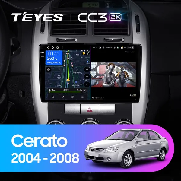 Штатна магнітола Teyes CC3 2k 6+128 Gb 360° Kia Cerato 1 LD 2004-2008 (A)