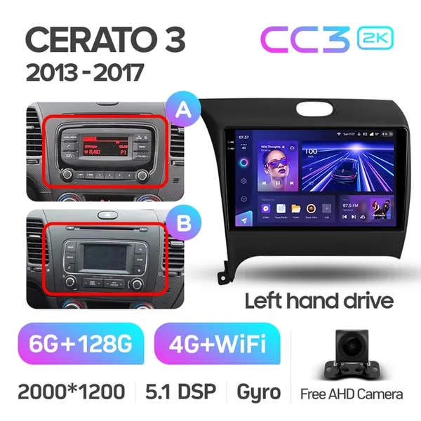 Штатна магнітола Teyes CC3 2k 6+128 Gb 360° Kia Cerato 3 YD (K3) 2013-2017 (A) 2
