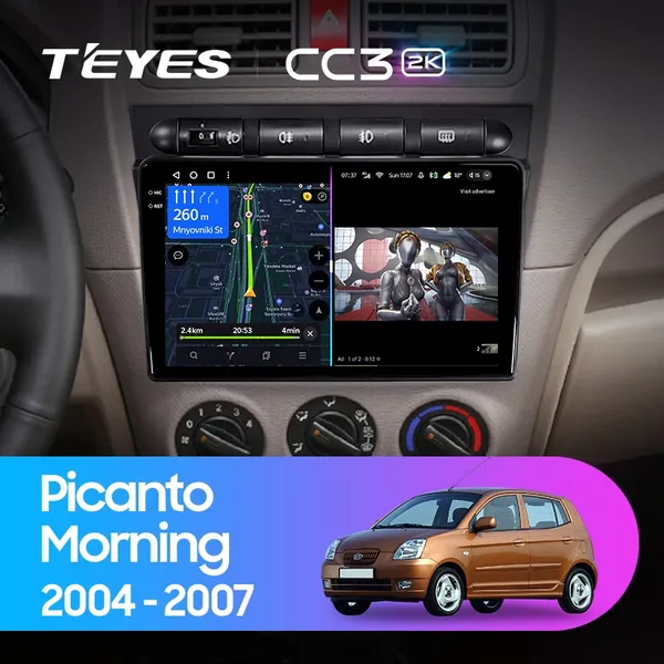 Штатна магнітола Teyes CC3 2k 6+128 Gb 360° Kia Picanto SA, Morning 2004-2007