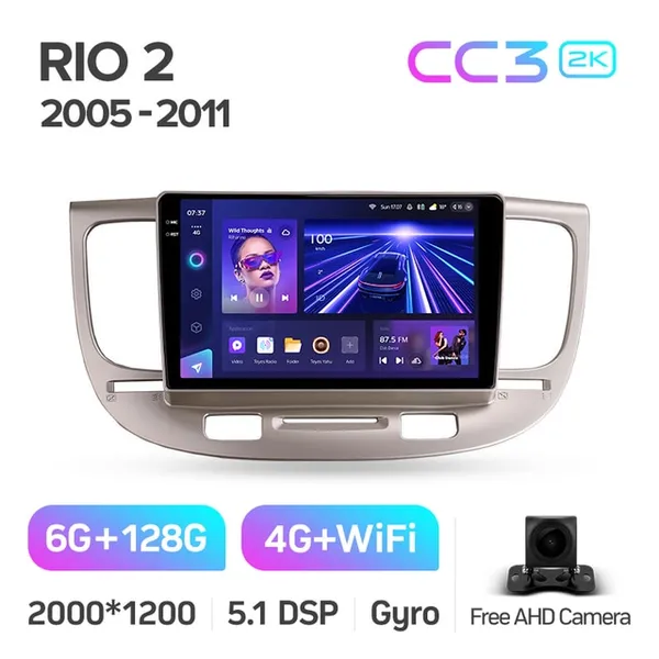 Штатна магнітола Teyes CC3 2k 6+128 Gb 360° Kia Rio 2 2005-2011 2