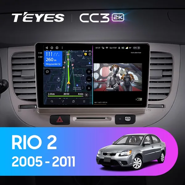 Штатна магнітола Teyes CC3 2k 6+128 Gb 360° Kia Rio 2 2005-2011