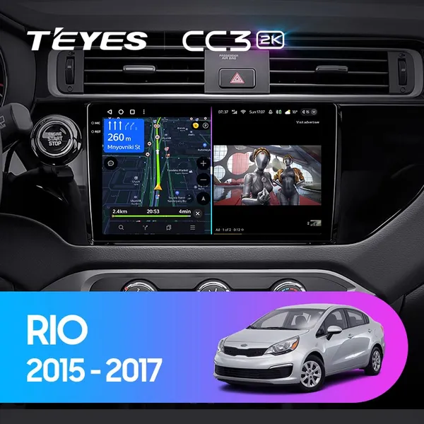 Штатная магнитола Teyes CC3 2k 6+128 Gb 360° Kia RIO 4 K3 2015-2017
