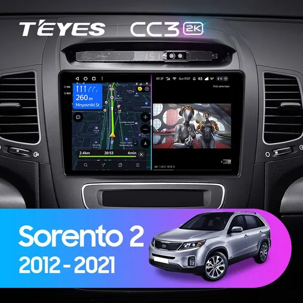 Штатная магнитола Teyes CC3 2k 6+128 Gb 360° Kia Sorento 2 XM 2012-2021 (A)