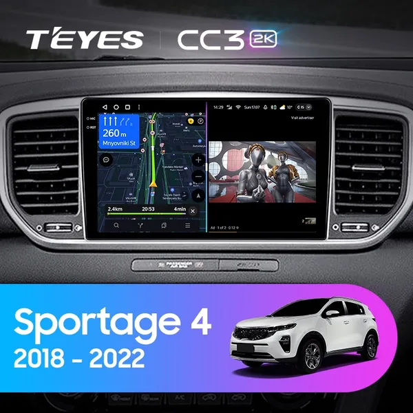 Штатна магнітола Teyes CC3 2k 6+128 Gb 360° Kia Sportage (KX5) 4 QL 2018-2022 (A)