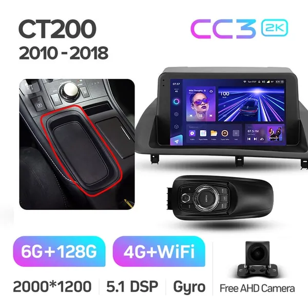 Штатна магнітола Teyes CC3 2k 6+128 Gb 360° Lexus CT CT200 CT200h 2010-2018 2