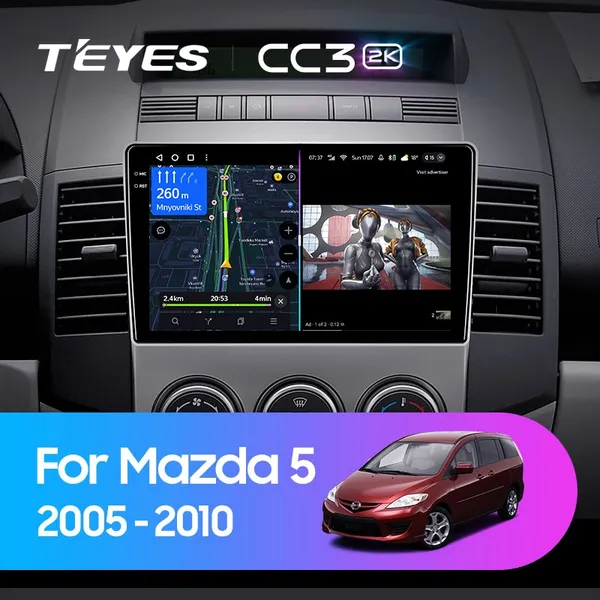 Штатная магнитола Teyes CC3 2k 6+128 Gb 360° Mazda 5 2 CR 2005-2010