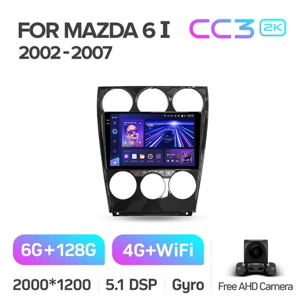Штатна магнітола Teyes CC3 2k 6+128 Gb 360° Mazda 6 GG 2002-2007 2