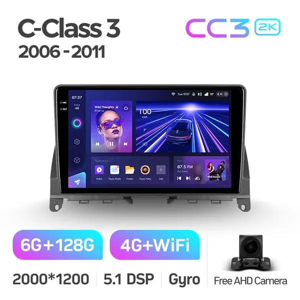 Штатна магнітола Teyes CC3 2k 6+128 Gb 360° Mercedes-Benz C-Class 3 W204 S204 2006-2011 2