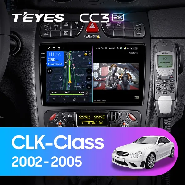 Штатна магнітола Teyes CC3 2k 6+128 Gb 360° Mercedes-Benz C/CLK-Class S203 W203 W209 A209 2000-2005