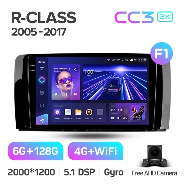 Штатная магнитола Teyes CC3 2k 6+128 Gb 360° Mercedes-Benz R-Class W251 R280 R300 R320 2005-2009 2