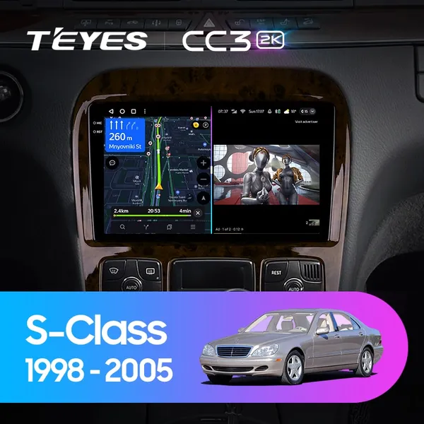Штатная магнитола Teyes CC3 2k 6+128 Gb 360° Mercedes-Benz S-Class W220 VV220 1998-2005