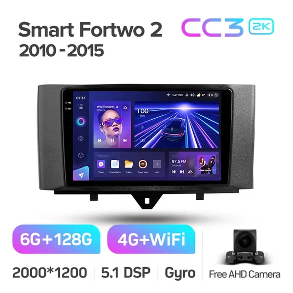 Штатна магнітола Teyes CC3 2k 6+128 Gb 360° Mercedes-Benz Smart Fortwo 2 2010-2015 2