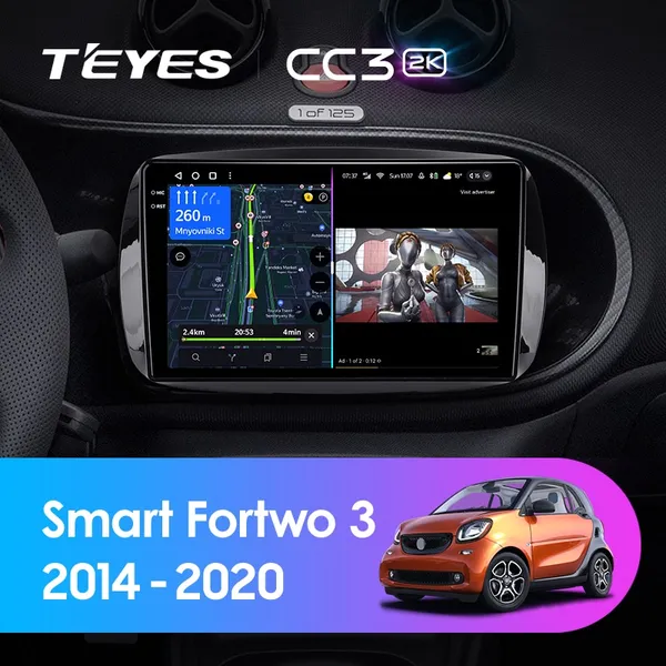 Штатная магнитола Teyes CC3 2k 6+128 Gb 360° Mercedes-Benz Smart Fortwo 3 C453 A453 W453 2014-2020