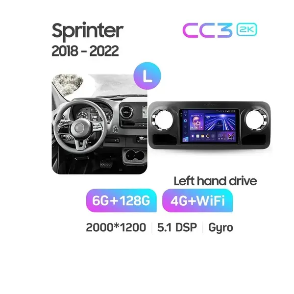 Штатная магнитола Teyes CC3 2k 6+128 Gb 360° Mercedes-Benz Sprinter 2018-2022 2