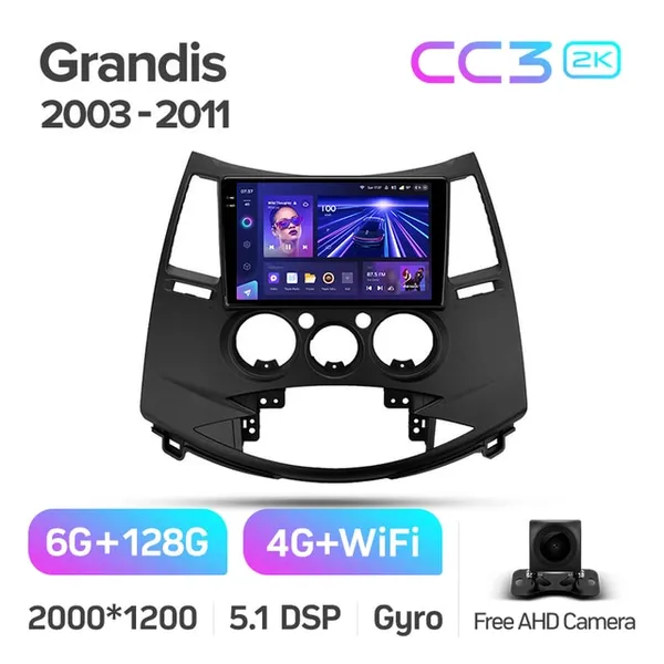 Штатна магнітола Teyes CC3 2k 6+128 Gb 360° Mitsubishi Grandis 1 2003-2011 (F2) 2