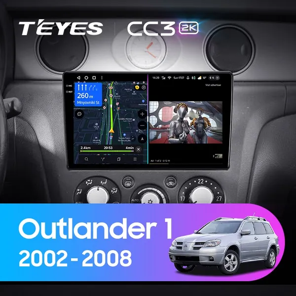 Штатна магнітола Teyes CC3 2k 6+128 Gb 360° Mitsubishi Outlander 1 2002-2008 (A)