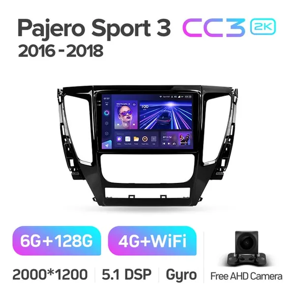 Штатная магнитола Teyes CC3 2k 6+128 Gb 360° Mitsubishi Pajero Sport 3 2016-2018 2
