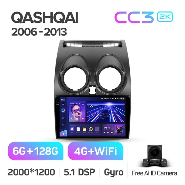 Штатна магнітола Teyes CC3 2k 6+128 Gb 360° Nissan Qashqai 1 J10 2006-2013 2