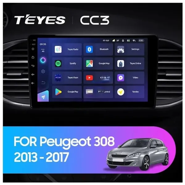 Штатная магнитола Teyes CC3 2k 6+128 Gb 360° Peugeot 308 T9 308S 2013-2017
