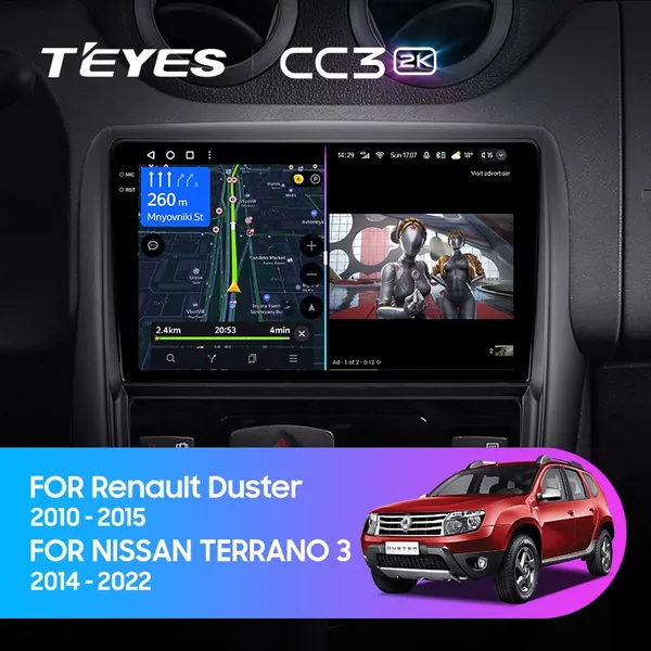 Штатная магнитола Teyes CC3 2k 6+128 Gb 360° Renault Duster 1 2010-2015