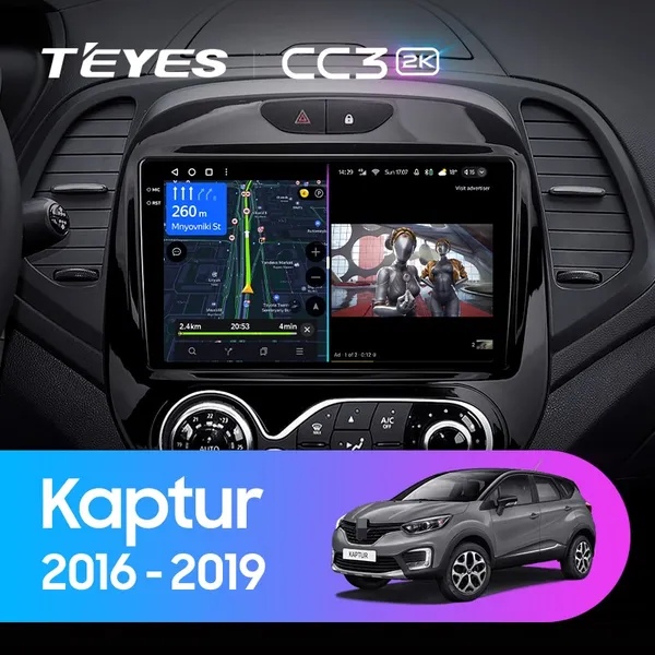 Штатная магнитола Teyes CC3 2k 6+128 Gb 360° Renault Kaptur 2016-2019 (A)