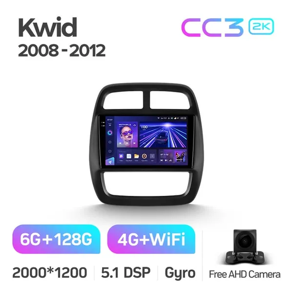 Штатна магнітола Teyes CC3 2k 6+128 Gb 360° Renault KWID 2015-2019 2