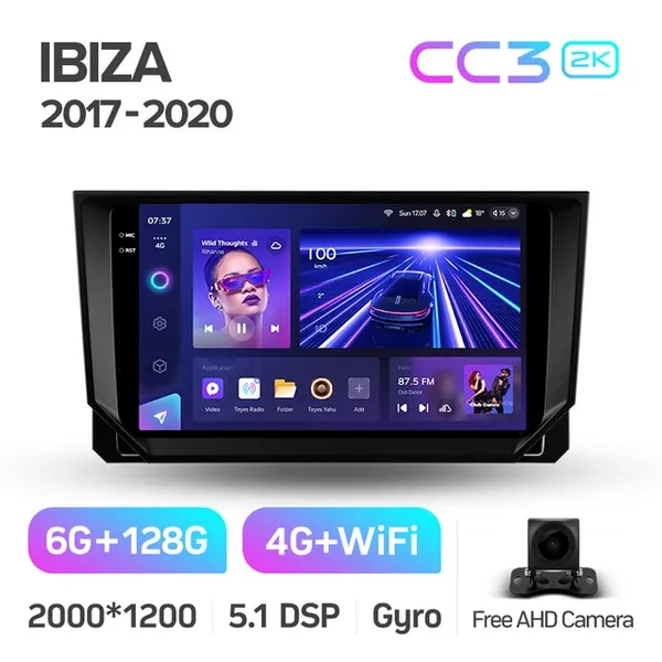 Штатная магнитола Teyes CC3 2k 6+128 Gb 360° Seat Ibiza 2017-2020 2