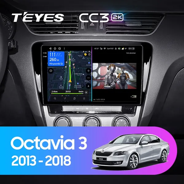 Штатна магнітола Teyes CC3 2k 6+128 Gb 360° Skoda Octavia 3 A7 2013-2018 (A) 10"