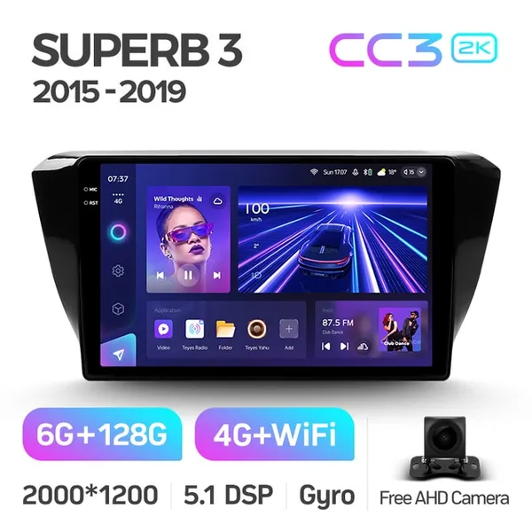 Штатная магнитола Teyes CC3 2k 6+128 Gb 360° Skoda Superb 3 2015-2019 2