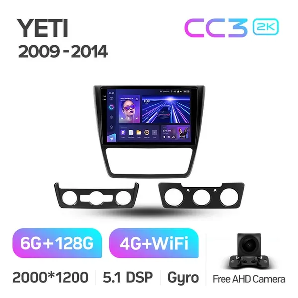 Штатна магнітола Teyes CC3 2k 6+128 Gb 360° Skoda Yeti 5L 2009-2014 10" 6