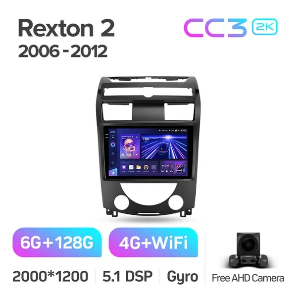 Штатна магнітола Teyes CC3 2k 6+128 Gb 360° SsangYong Rexton Y250 2 2006-2012 2