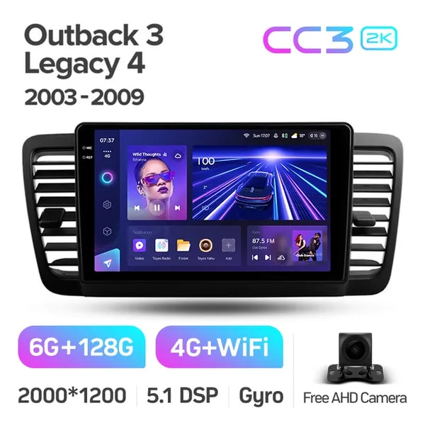 Штатная магнитола Teyes CC3 2k 6+128 Gb 360° Subaru Outback 3, Legacy 4 2003-2009 2