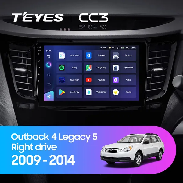 Штатная магнитола Teyes CC3 2k 6+128 Gb 360° Subaru Outback 4, Legacy 5 2009-2014