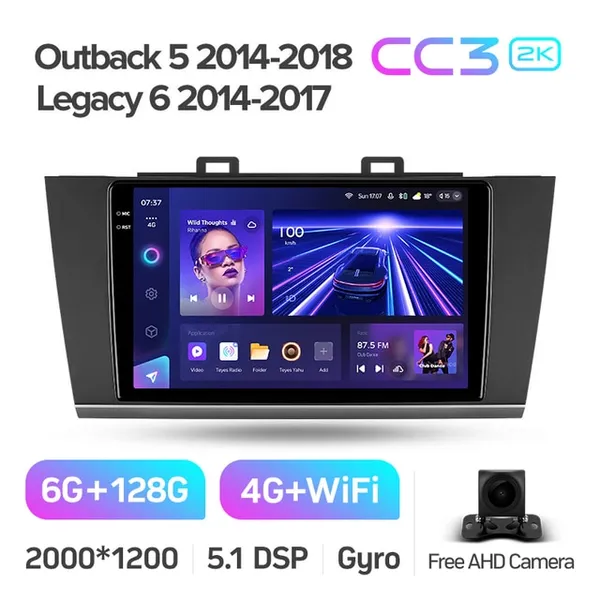 Штатна магнітола Teyes CC3 2k 6+128 Gb 360° Subaru Outback 5 2014-2018, Legacy 6 2014-2017 2